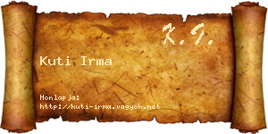 Kuti Irma névjegykártya